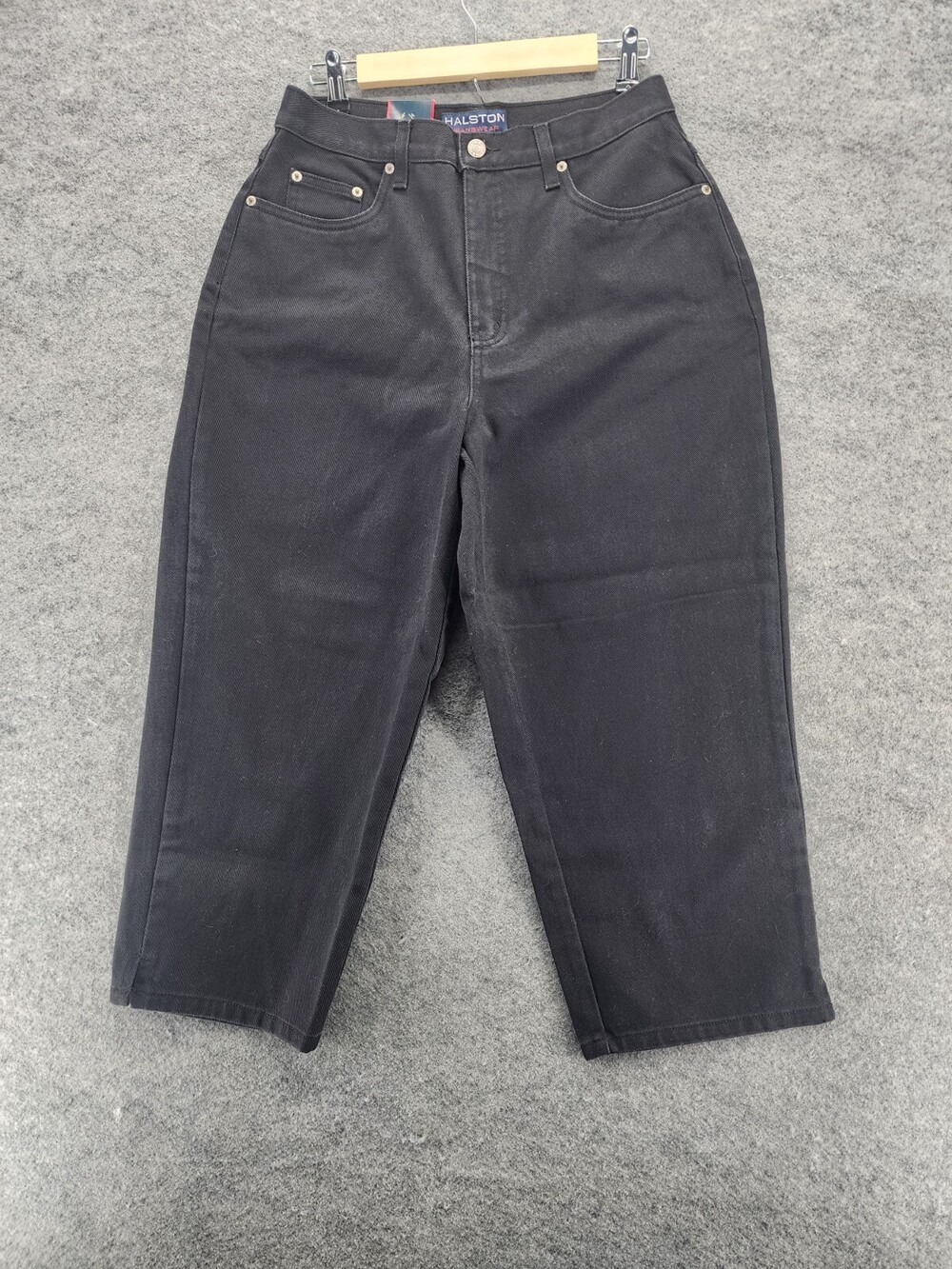 Halston Jeans Womens 10 Capri Black Denim High Rise